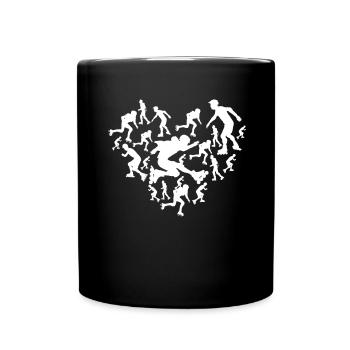 Roller Skating Heart Silhouettes Roller Skater - Full Colour Mug - black - Front