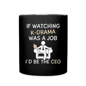 K-Drama Liebhaber Lustig KDrama Mutter - Tasse einfarbig - Schwarz - Vorne