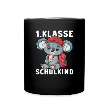 Koalabär Koala 1 Klasse Einschulung Erstklässler - Tasse einfarbig - Schwarz - Vorne