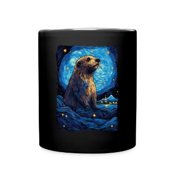 Loutre Nuit étoilée - Mug uni - noir - Devant