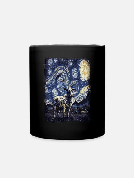Kuh Starry Night - Tasse einfarbig - Schwarz