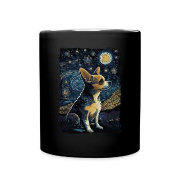 Chihuahua Starry Night - Tasse einfarbig - Schwarz - Vorne