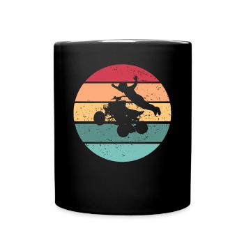 Quad 4 Retro Sunset Quad Biker Vintage Geschenk AT - Tasse einfarbig - Schwarz - Vorne