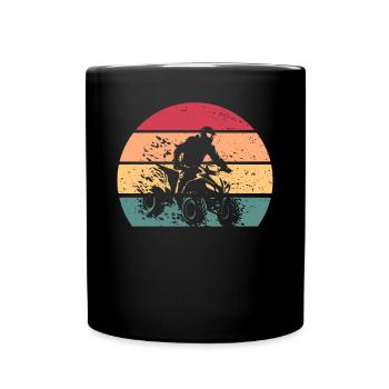 Quad 4 Retro Sunset Quad Biker Vintage Geschenk AT - Tasse einfarbig - Schwarz - Vorne