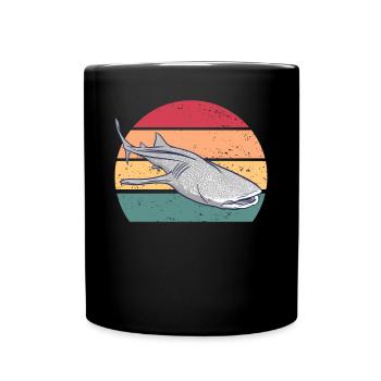Walhai Retro Sunset Rettung die Walhaie - Tasse einfarbig - Schwarz - Vorne