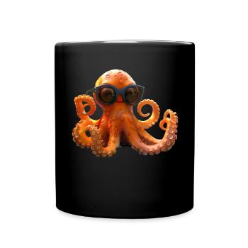Octopus Small Octopus Cuttlefish Cute Octopus - Full Colour Mug - black - Front