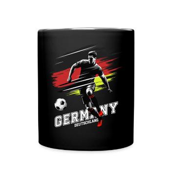 Fußball Deutschland Flagge Fahne Spieler Grunge - Tasse einfarbig - Schwarz - Vorne