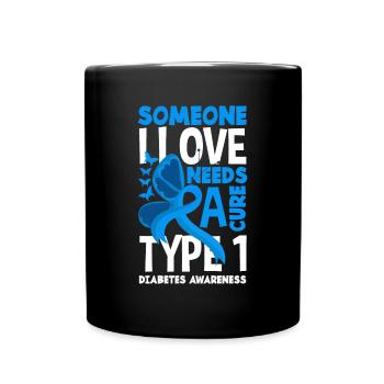T1D Diabetes Type 1 Diabetic Gift - Full Colour Mug - black - Front