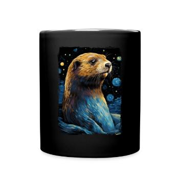 Otter Starry Night - Tasse einfarbig - Schwarz - Vorne