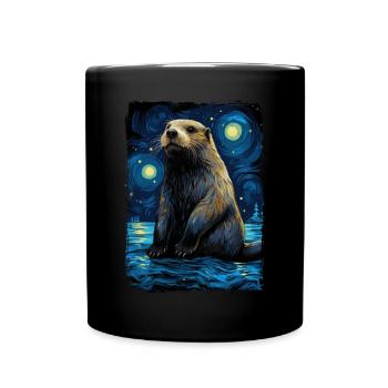 Otter Starry Night - Tasse einfarbig - Schwarz - Vorne