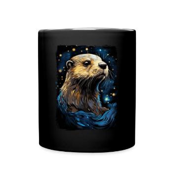 Otter Starry Night - Tasse einfarbig - Schwarz - Vorne