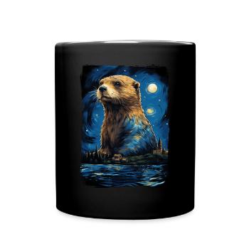 Loutre Nuit étoilée - Mug uni - noir - Devant