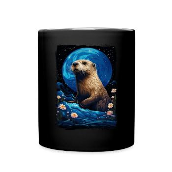 Otter Starry Night - Tasse einfarbig - Schwarz - Vorne