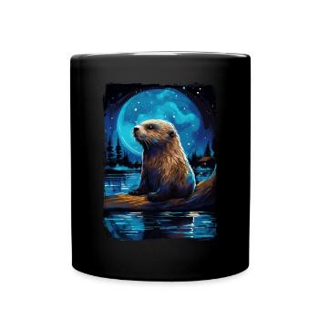 Otter Starry Night - Tasse einfarbig - Schwarz - Vorne