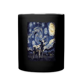 Cow Starry Night - Full Colour Mug - black - Front