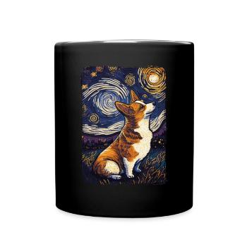 Corgi Nuit étoilée - Mug uni - noir - Devant