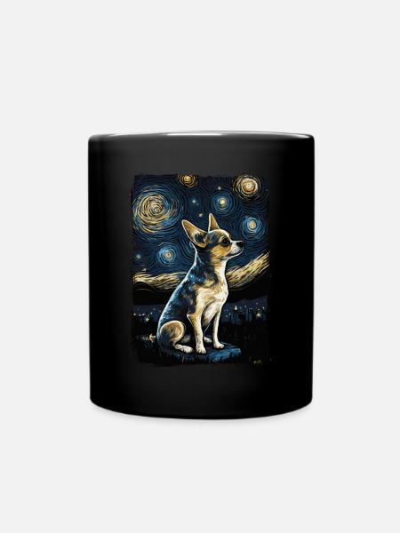 Chihuahua Starry Night - Tasse einfarbig - Schwarz