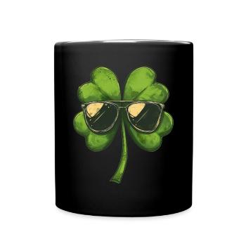 Saint Patricks day Shamrock Sonnenbrille Kleeblatt - Tasse einfarbig - Schwarz - Vorne
