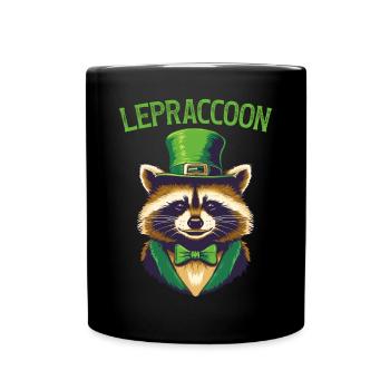 Lepraccoon Saint Patrick Waschbär Kobold Irisch - Tasse einfarbig - Schwarz - Vorne