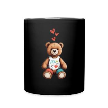 Teddy Bear Cartoon with Hearts Teddy Bear Cute - Full Colour Mug - black - Front