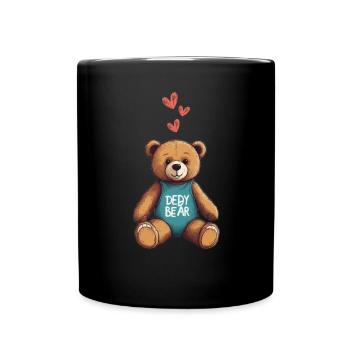 Teddy Bear Cartoon with Hearts Teddy Bear Cute - Full Colour Mug - black - Front