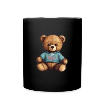 Teddy Bear Cartoon with Hearts Teddy Bear Cute - Full Colour Mug - black - Front