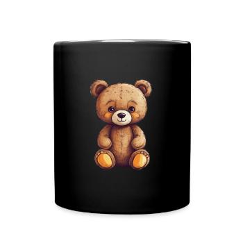 Teddy Bear Cartoon with Hearts Teddy Bear Cute - Full Colour Mug - black - Front