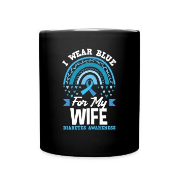 T1D Diabetes Type 1 Diabetic Gift - Full Colour Mug - black - Front