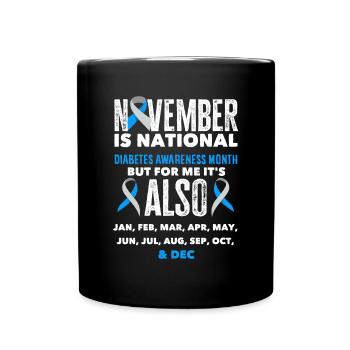 T1D Diabetes Type 1 Diabetic Gift - Full Colour Mug - black - Front