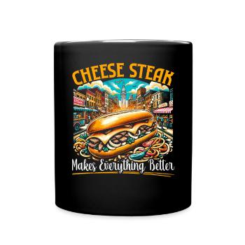 Käsesteak Food Lover American Sandwhich Feinschmecker - Tasse einfarbig - Schwarz - Vorne