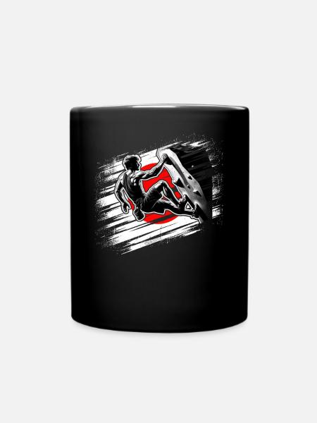 Japan Climber – Distressed Boulderer Climbing - Full Colour Mug - black