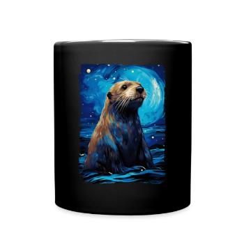 Otter Starry Night - Tasse einfarbig - Schwarz - Vorne