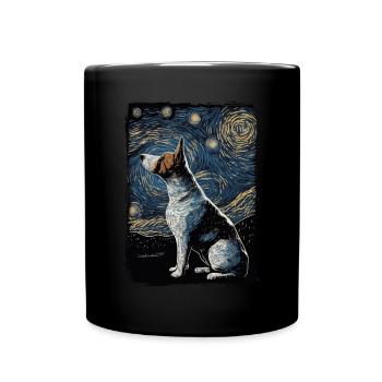Bullterrier Starry Night - Tasse einfarbig - Schwarz - Vorne