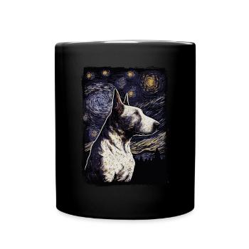 Bullterrier Starry Night - Tasse einfarbig - Schwarz - Vorne