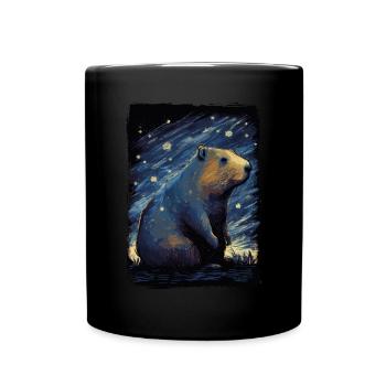 Capybara Nuit étoilée - Mug uni - noir - Devant