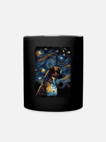Boxerhund Starry Night - Tasse einfarbig - Schwarz