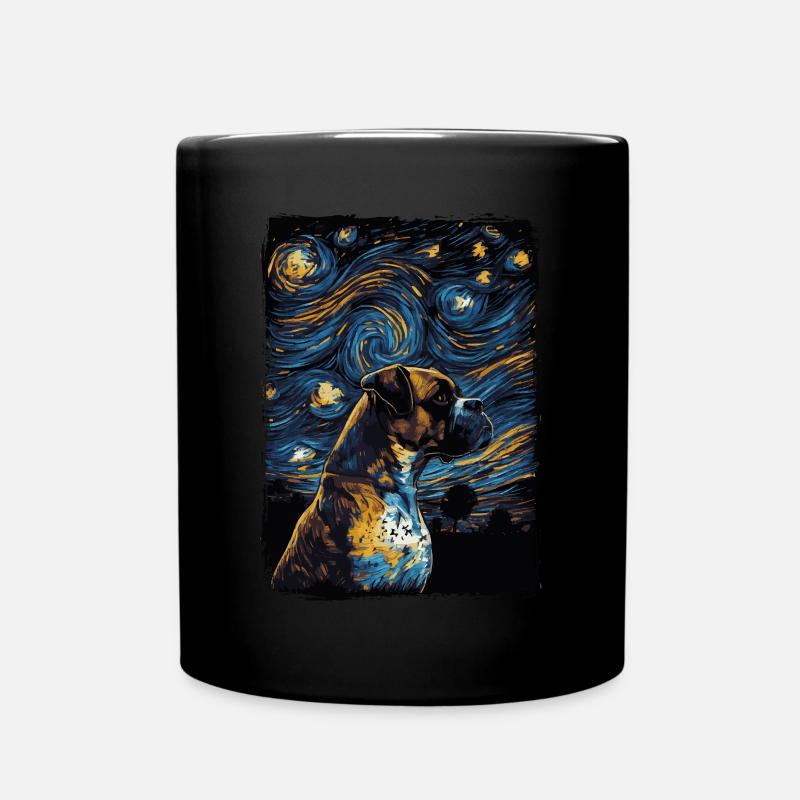 Boxerhund Starry Night - Tasse einfarbig - Schwarz