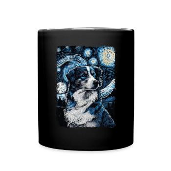 Australischer Hirte Starry Night - Tasse einfarbig - Schwarz - Vorne