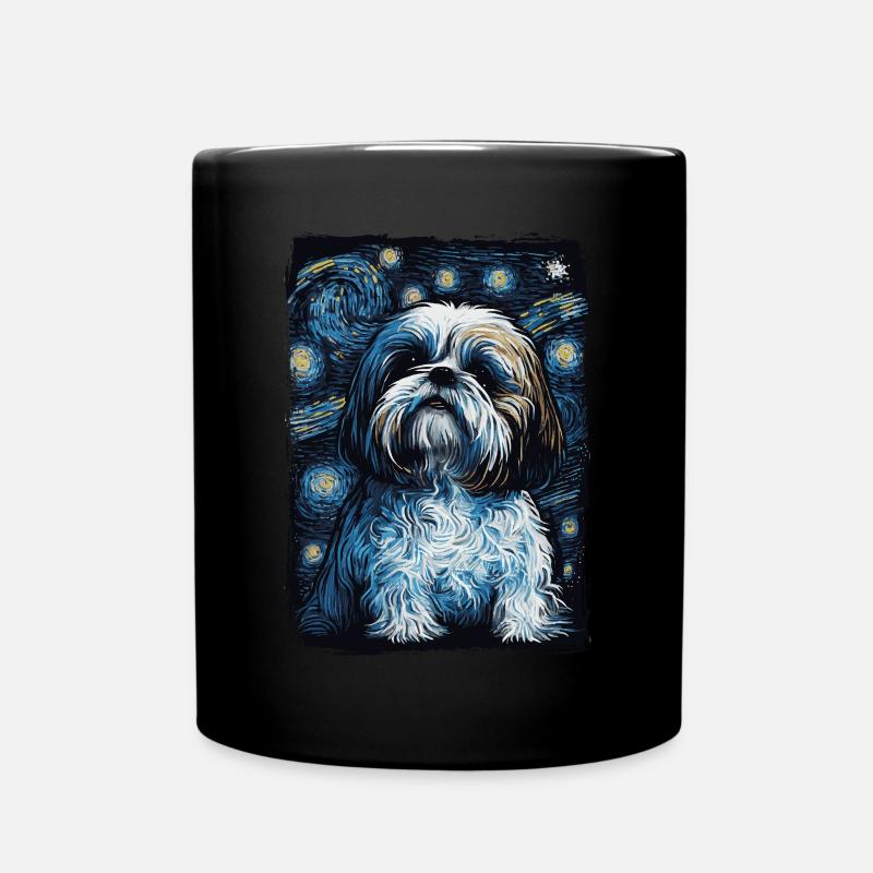 Shih Tzu Starry Night - Tasse einfarbig - Schwarz