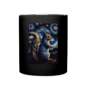 Squirrel Starry Night - Full Colour Mug - black - Front