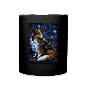 Shetland Shepherd Starry Night - Full Colour Mug - black - Front