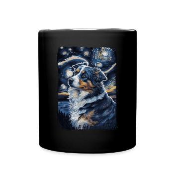 Australischer Hirte Starry Night - Tasse einfarbig - Schwarz - Vorne