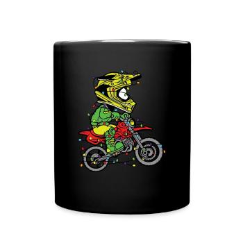 Motocross avec lumières de Noël - Mug uni - noir - Devant