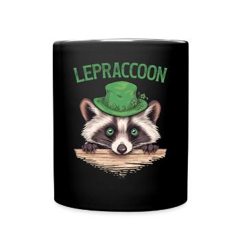 Lepraccoon Kobold Waschbär Saint Patrick Irisch - Tasse einfarbig - Schwarz - Vorne