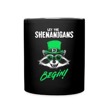 Let The Shenanigans Begin! Raccoon Irish - Full Colour Mug - black - Front