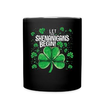 Let The Shenanigans Begin! Raccoon Saint Patrick - Full Colour Mug - black - Front
