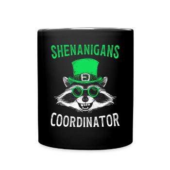 Shenanigans Coordinator Cute Raccoon Funny - Full Colour Mug - black - Front