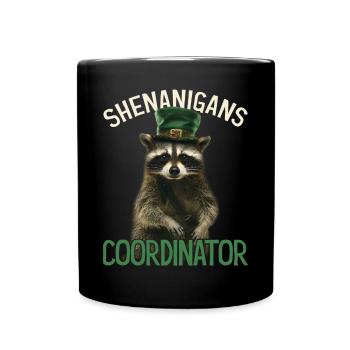 Shenanigans Coordinator Cute Raccoon Funny - Full Colour Mug - black - Front