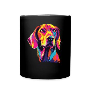 Wasserfarben Farbenfroher English Foxhound - Tasse einfarbig - Schwarz - Vorne