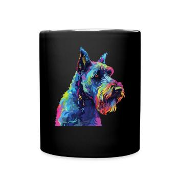 Wasserfarben Farbenfroher Kerry Blue Terrier - Tasse einfarbig - Schwarz - Vorne